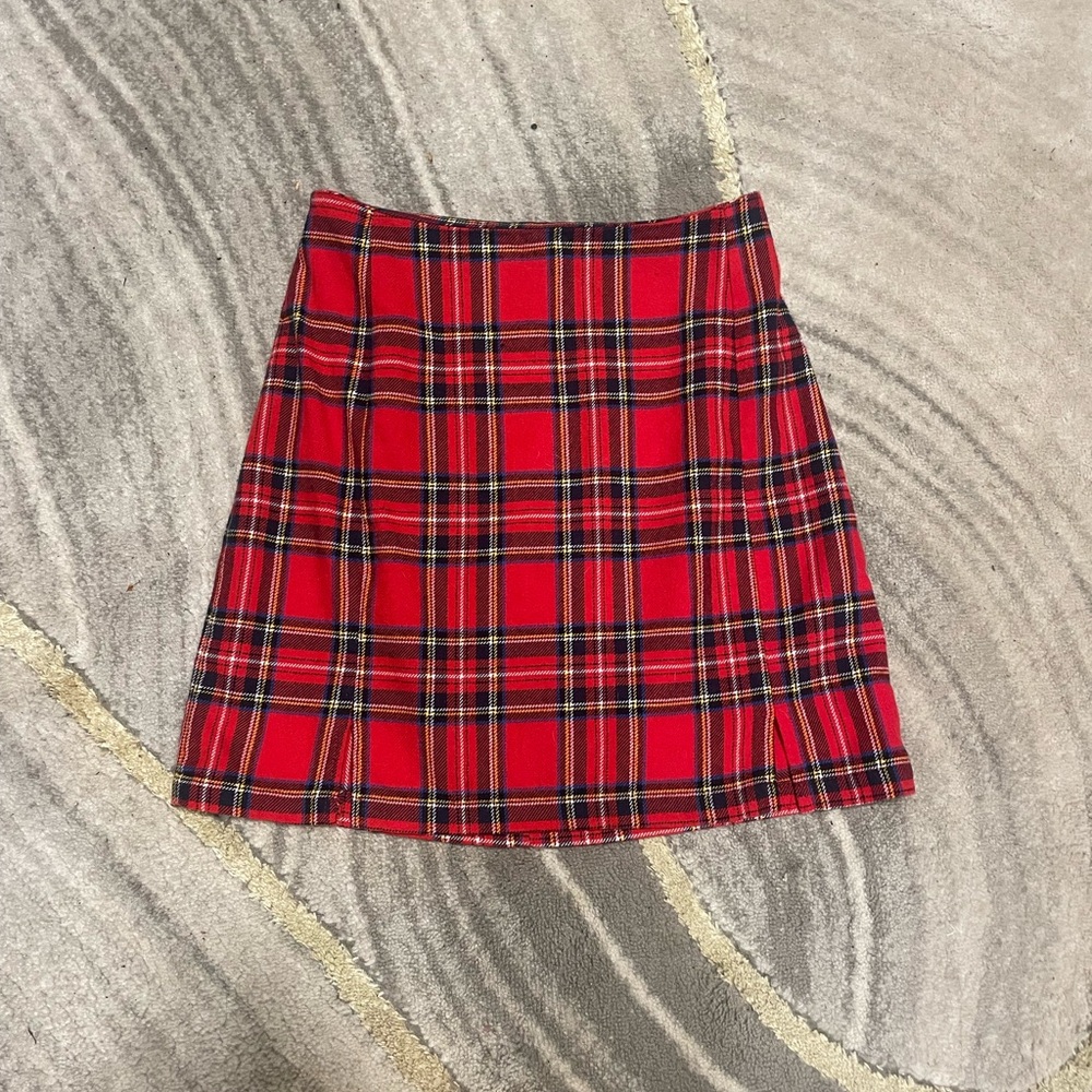 Brandy Melville Red Plaid Mini Skirt Tartan Schoolgirl A Line Skirt